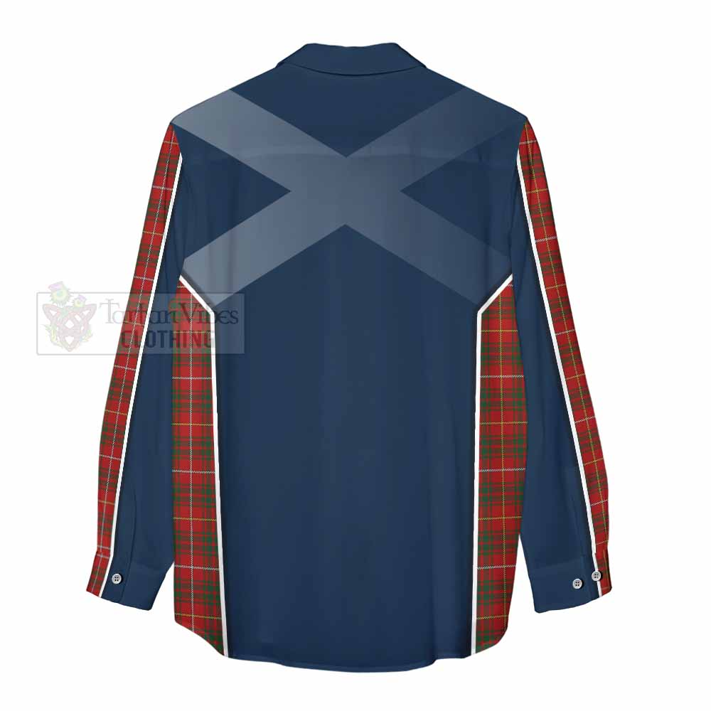 Tartan Vibes Clothing Bruce Tartan Women's Casual Shirt with Family Crest and Lion Rampant Vibes Sport Style