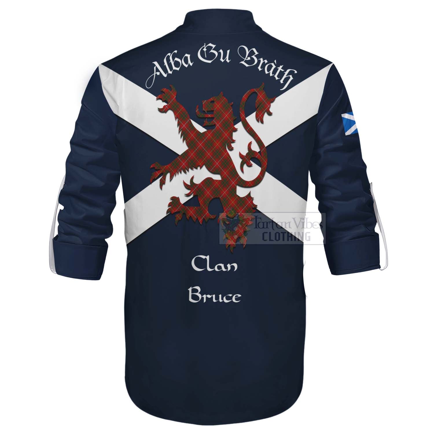 Tartan Vibes Clothing Bruce Tartan Lion Rampant Ghillie Kilt Shirt Proudly Display Your Heritage with Alba Gu Brath and Clan Name