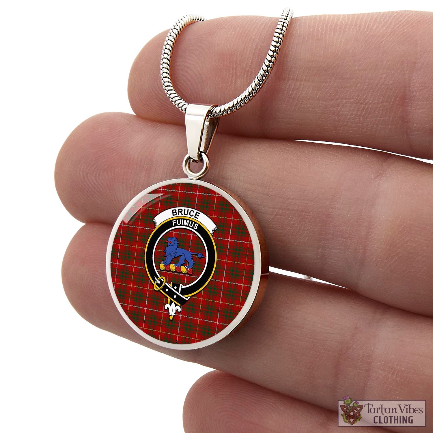 Tartan Vibes Clothing Bruce Tartan Circle Necklace with Family Crest