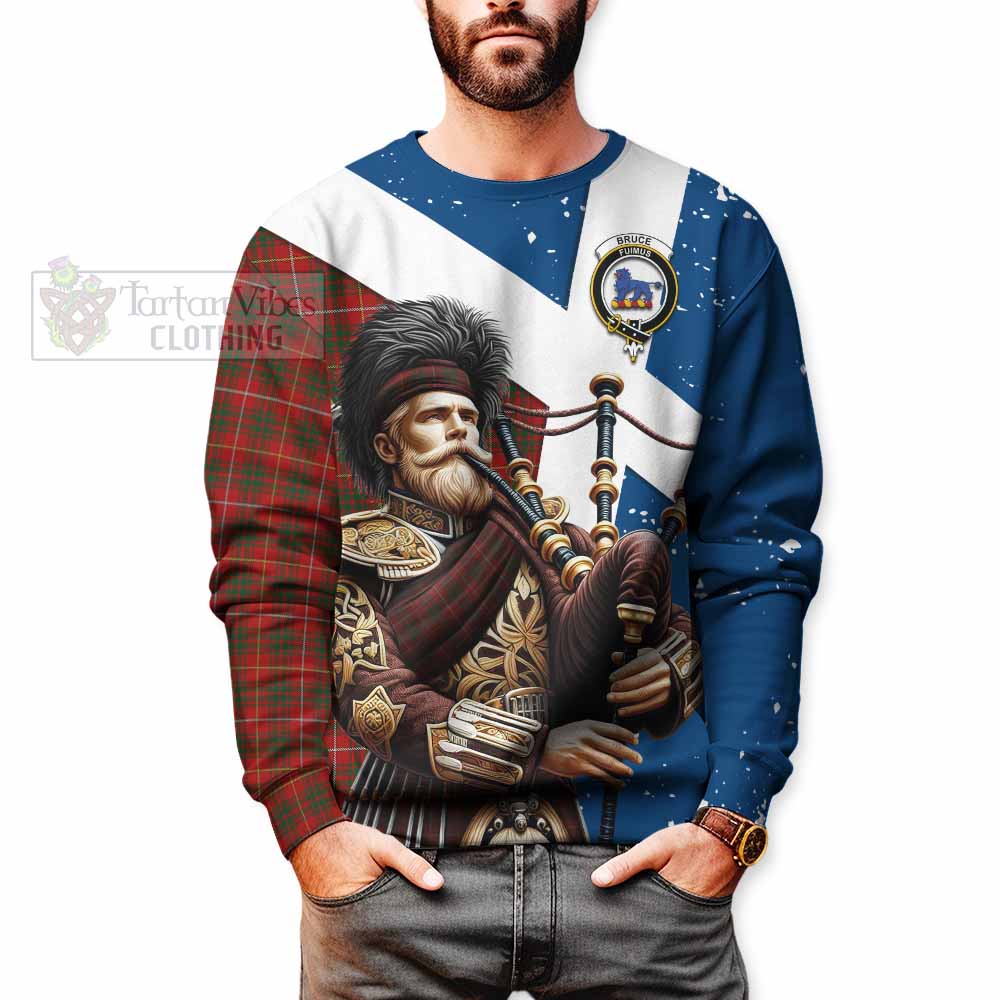 Tartan Vibes Clothing Bruce Tartan Sweatshirt with Family Crest Scottish Bagpiper Vibes