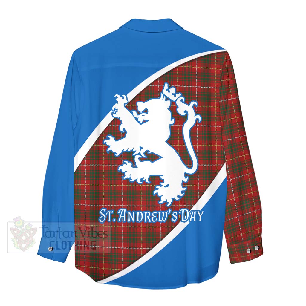 Tartan Vibes Clothing Bruce Family Crest Tartan Women's Casual Shirt Celebrate Saint Andrew's Day in Style