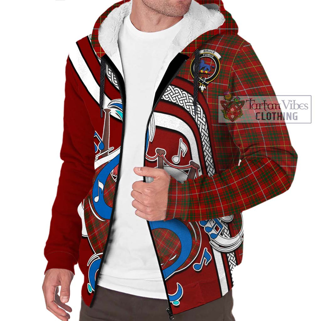 Bruce Tartan Sherpa Hoodie with Epic Bagpipe Style Unisex - Tartanvibesclothing Shop