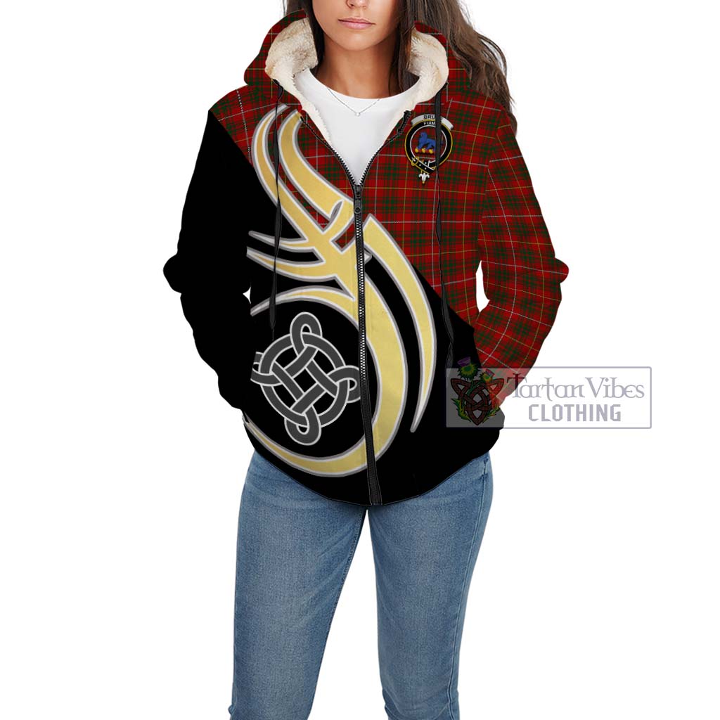 Bruce Tartan Sherpa Hoodie with Family Crest and Celtic Symbol Style Unisex - Tartan Vibes Clothing