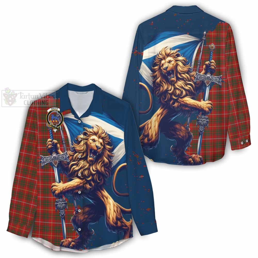 Tartan Vibes Clothing Bruce Tartan Family Crest Women's Casual Shirt with Scottish Majestic Lion