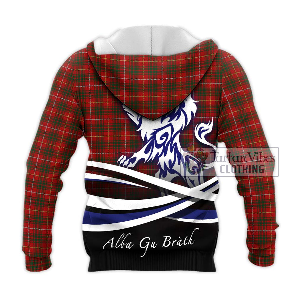 Bruce Tartan Knitted Hoodie with Alba Gu Brath Regal Lion Emblem - Tartanvibesclothing Shop