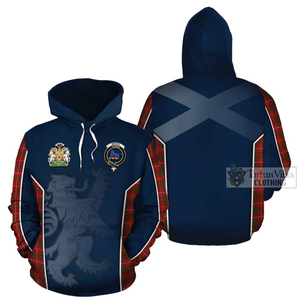 Tartan Vibes Clothing Bruce Tartan Cotton Hoodie with Family Crest and Lion Rampant Vibes Sport Style