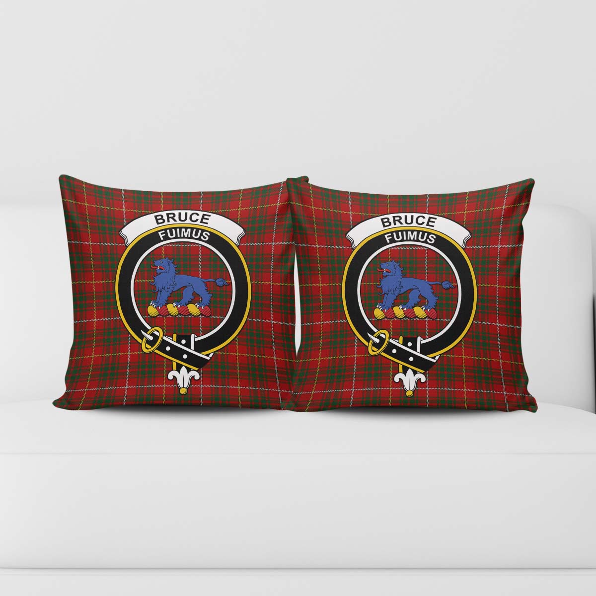 Bruce Tartan Pillow Cover with Family Crest - Tartanvibesclothing