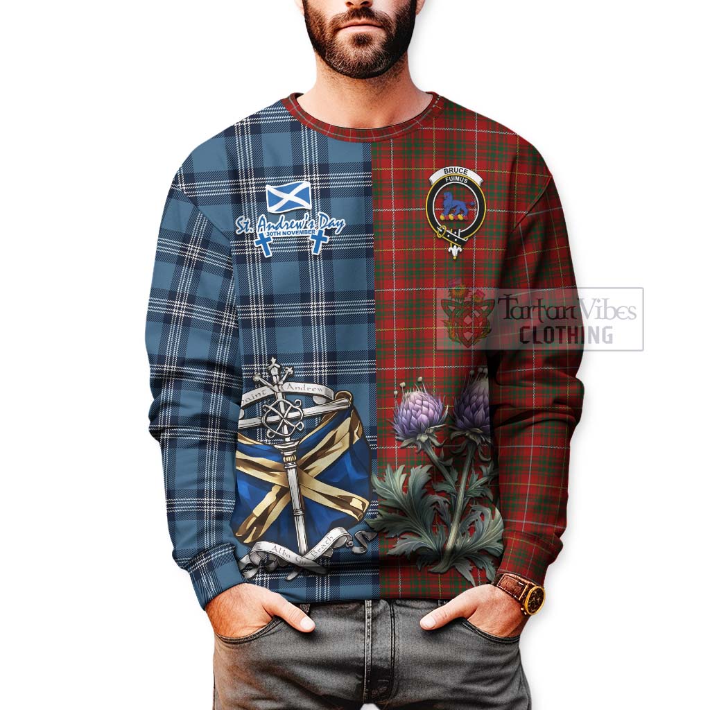 Tartan Vibes Clothing Bruce Tartan Sweatshirt Happy St. Andrew's Day Half Tartan Style