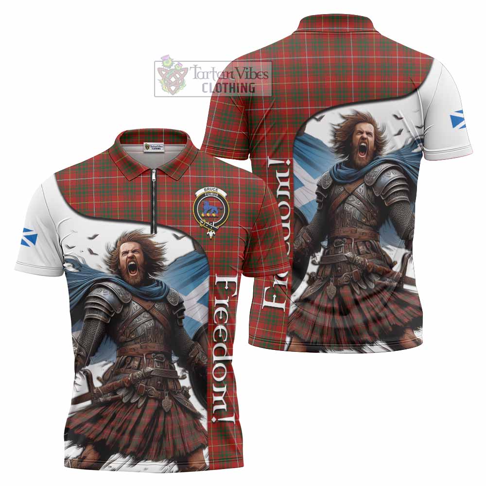 Tartan Vibes Clothing Bruce Crest Tartan Zipper Polo Shirt Inspired by the Freedom of Scottish Warrior