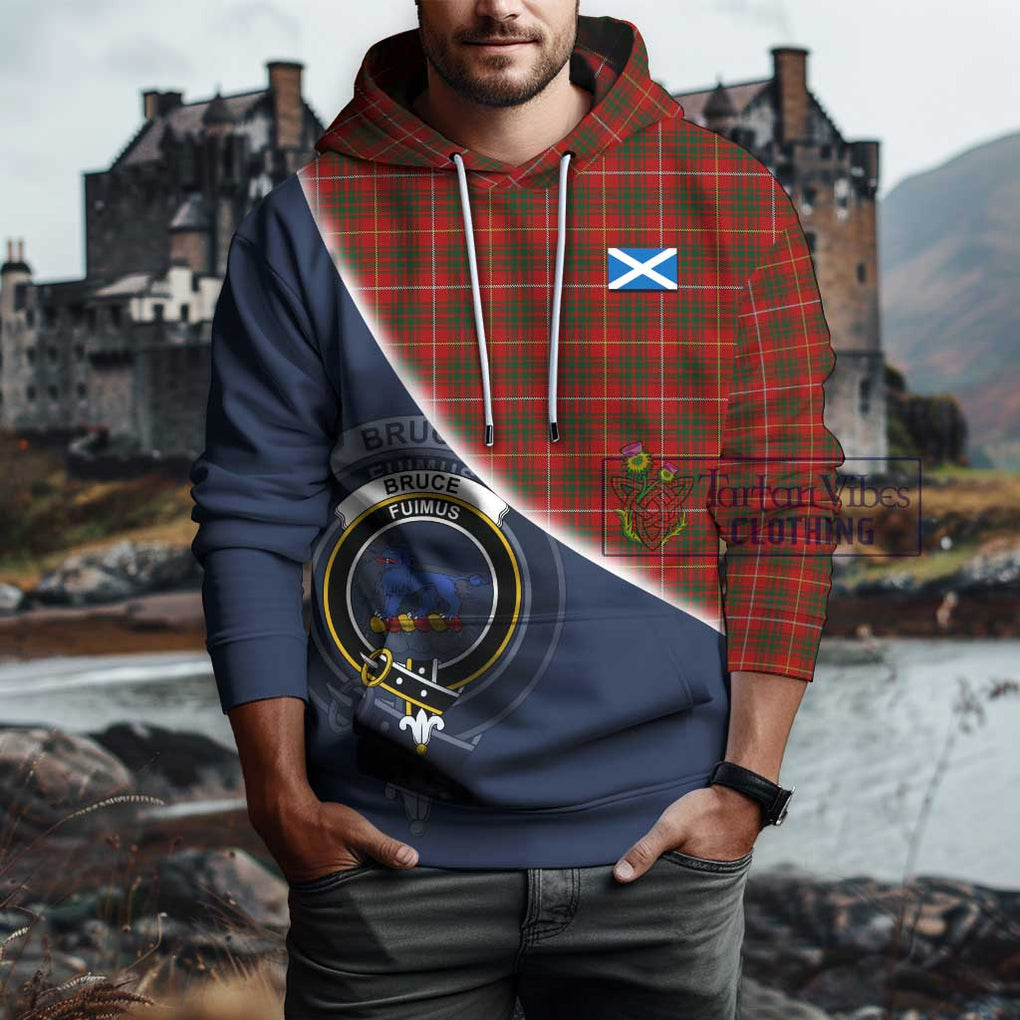 Bruce Tartan Hoodie with Personalised National Flag and Family Crest Half Style - Tartanvibesclothing Shop