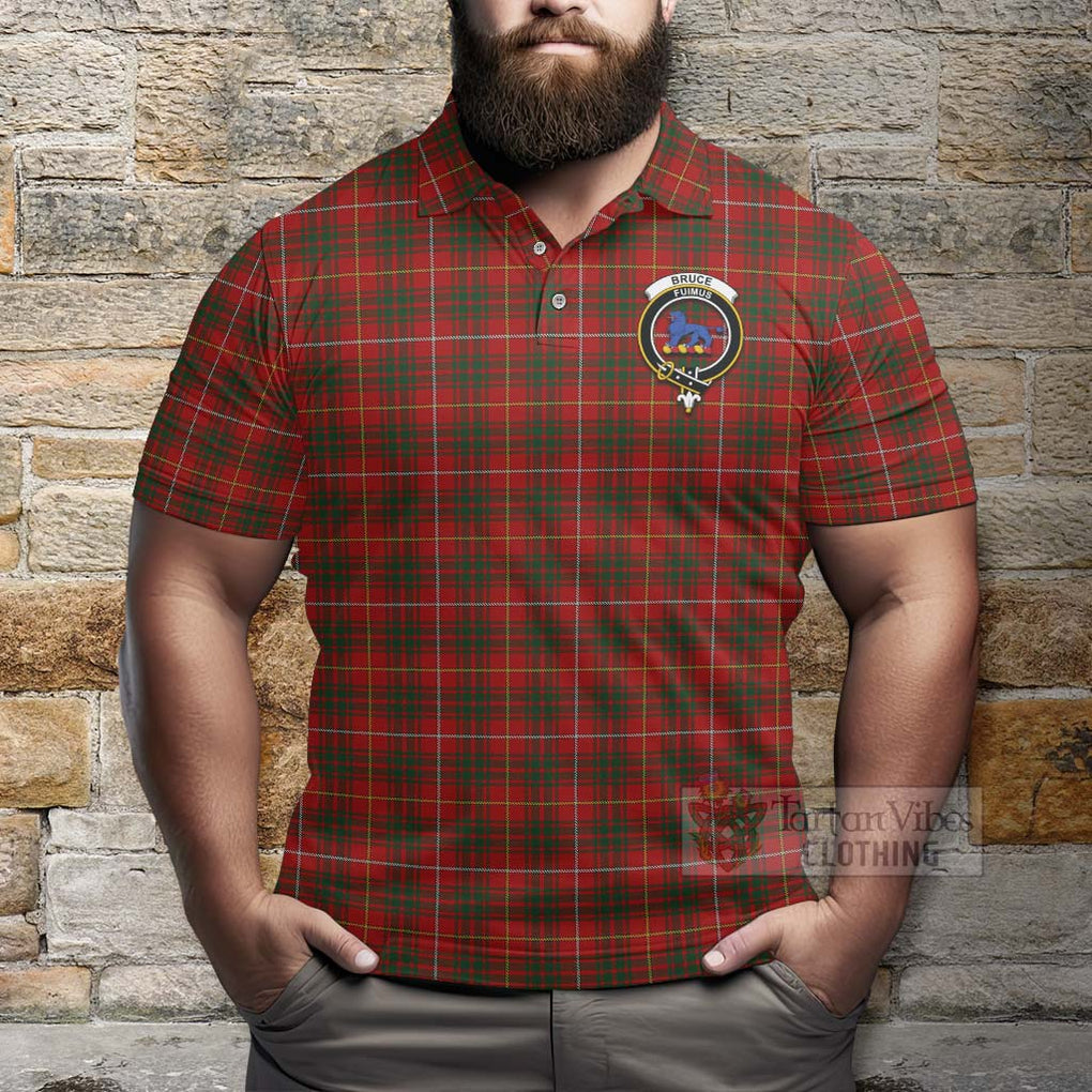 Tartan Vibes Clothing Bruce Tartan Polo Shirt with Family Crest Celtic Skull Style