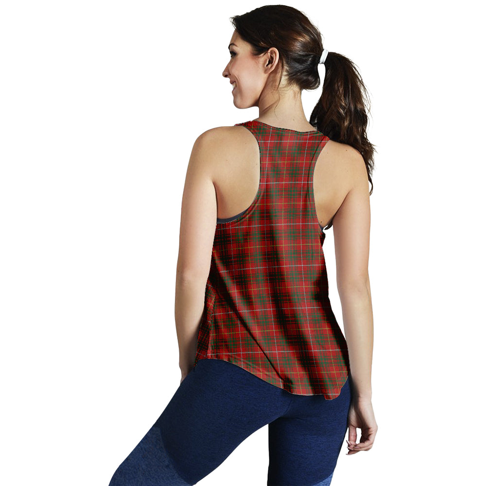 Bruce Tartan Women Racerback Tanks with Family Crest - Tartanvibesclothing