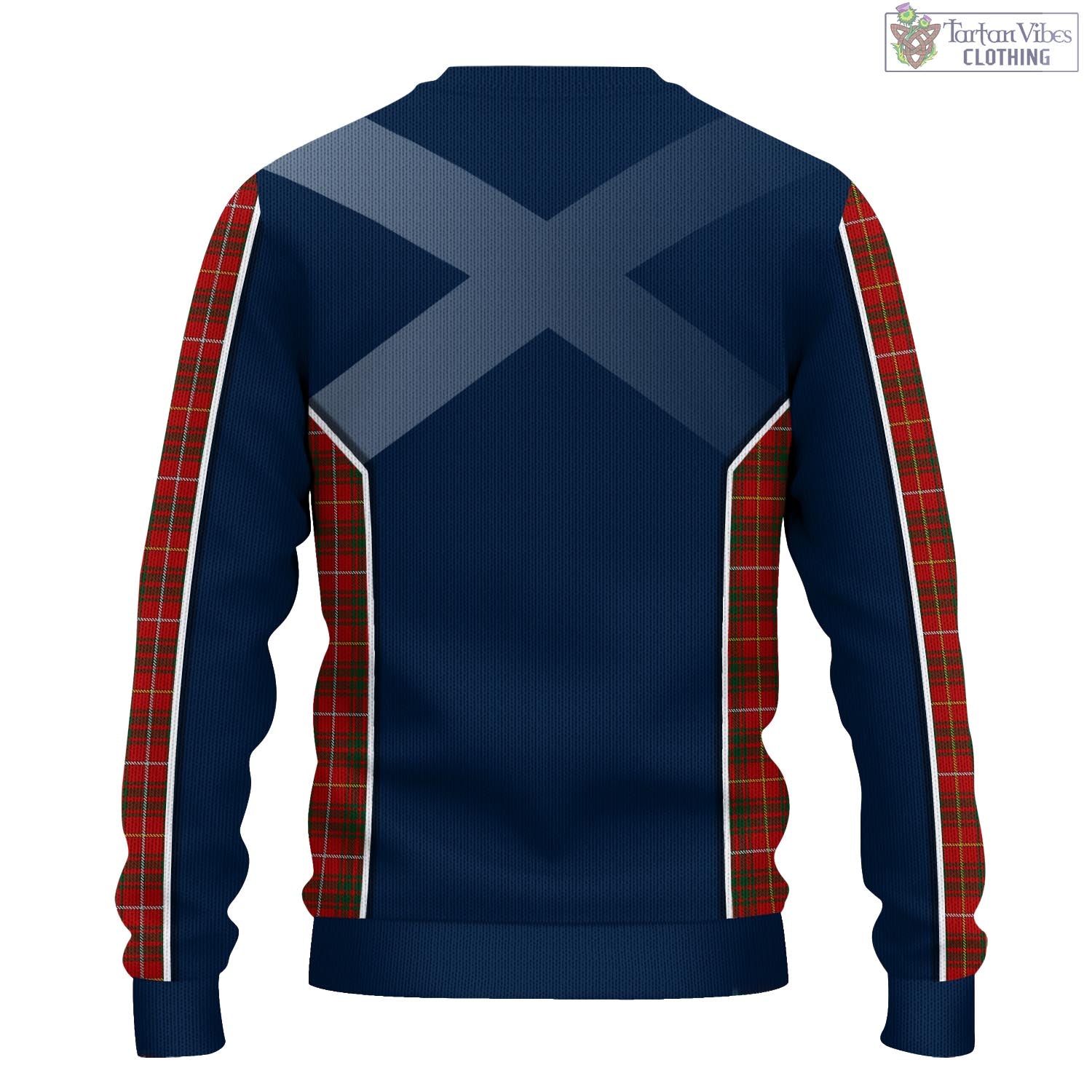 Tartan Vibes Clothing Bruce Tartan Knitted Sweatshirt with Family Crest and Scottish Thistle Vibes Sport Style