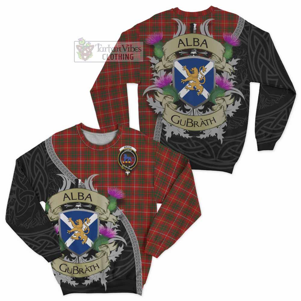 Bruce Tartan Family Crest Sweatshirt Lion Rampant Royal Thistle Shield Celtic Inspired - Tartan Vibes Clothing