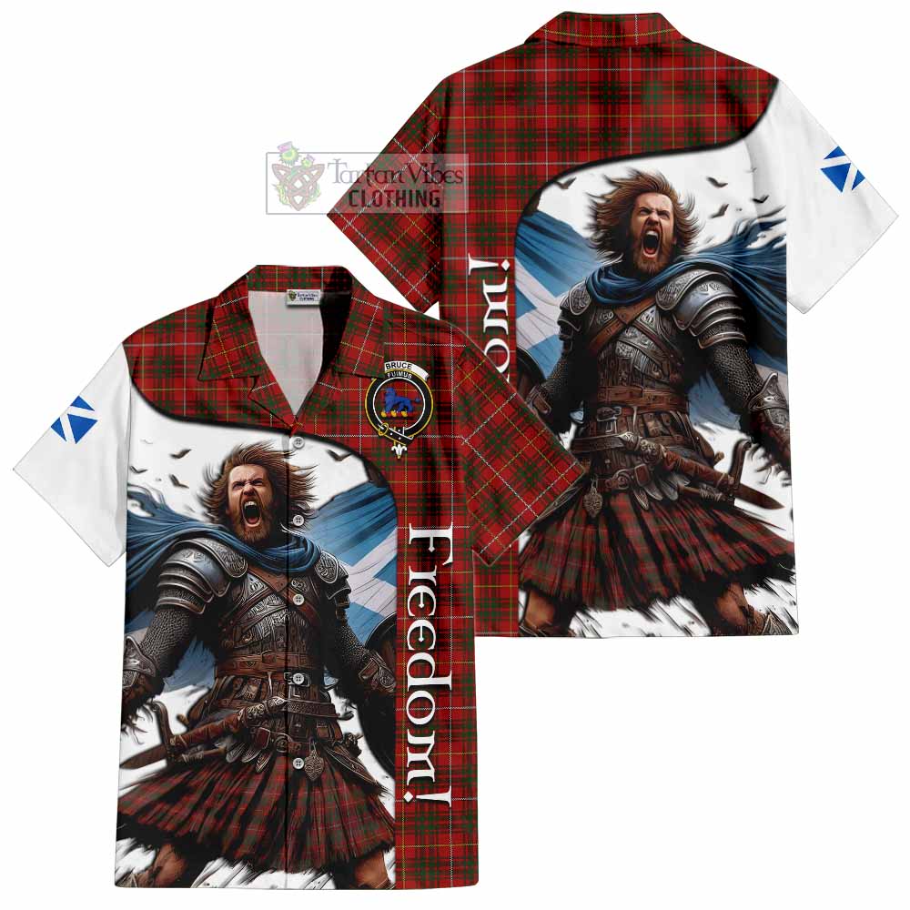 Tartan Vibes Clothing Bruce Crest Tartan Short Sleeve Button Shirt Inspired by the Freedom of Scottish Warrior