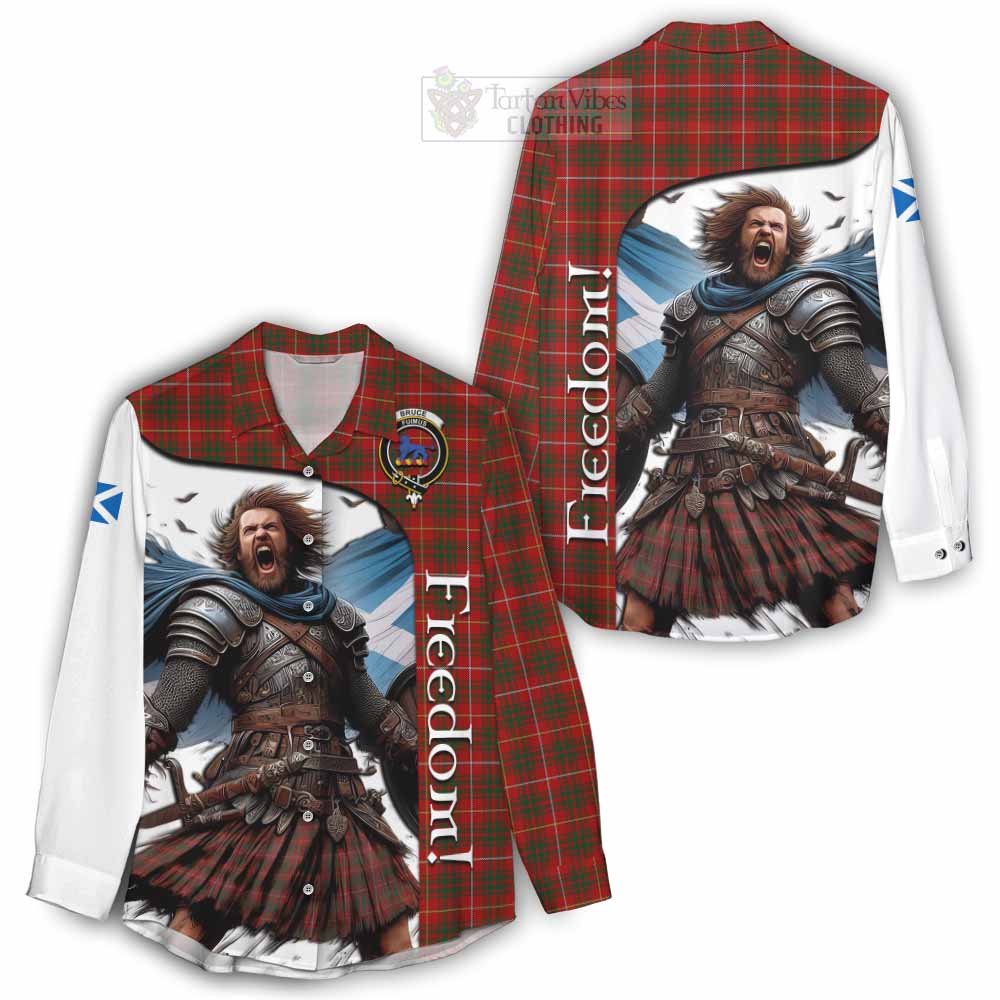 Tartan Vibes Clothing Bruce Crest Tartan Women's Casual Shirt Inspired by the Freedom of Scottish Warrior