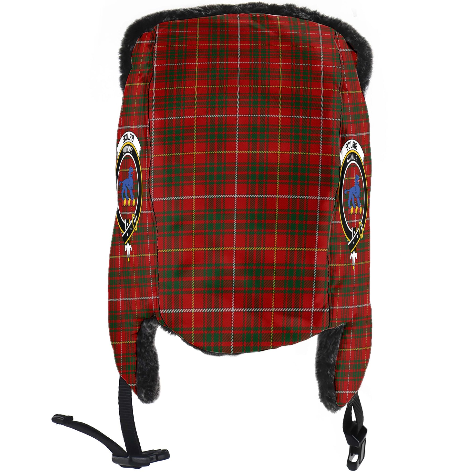 Bruce Tartan Winter Trapper Hat with Family Crest - Tartanvibesclothing