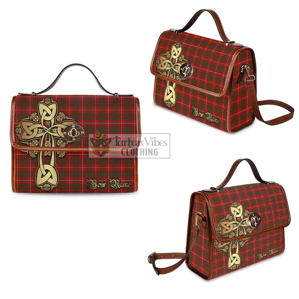 Tartan Vibes Clothing Bruce Tartan Waterproof Canvas Bag Golden Thistle Celtic Cross Style