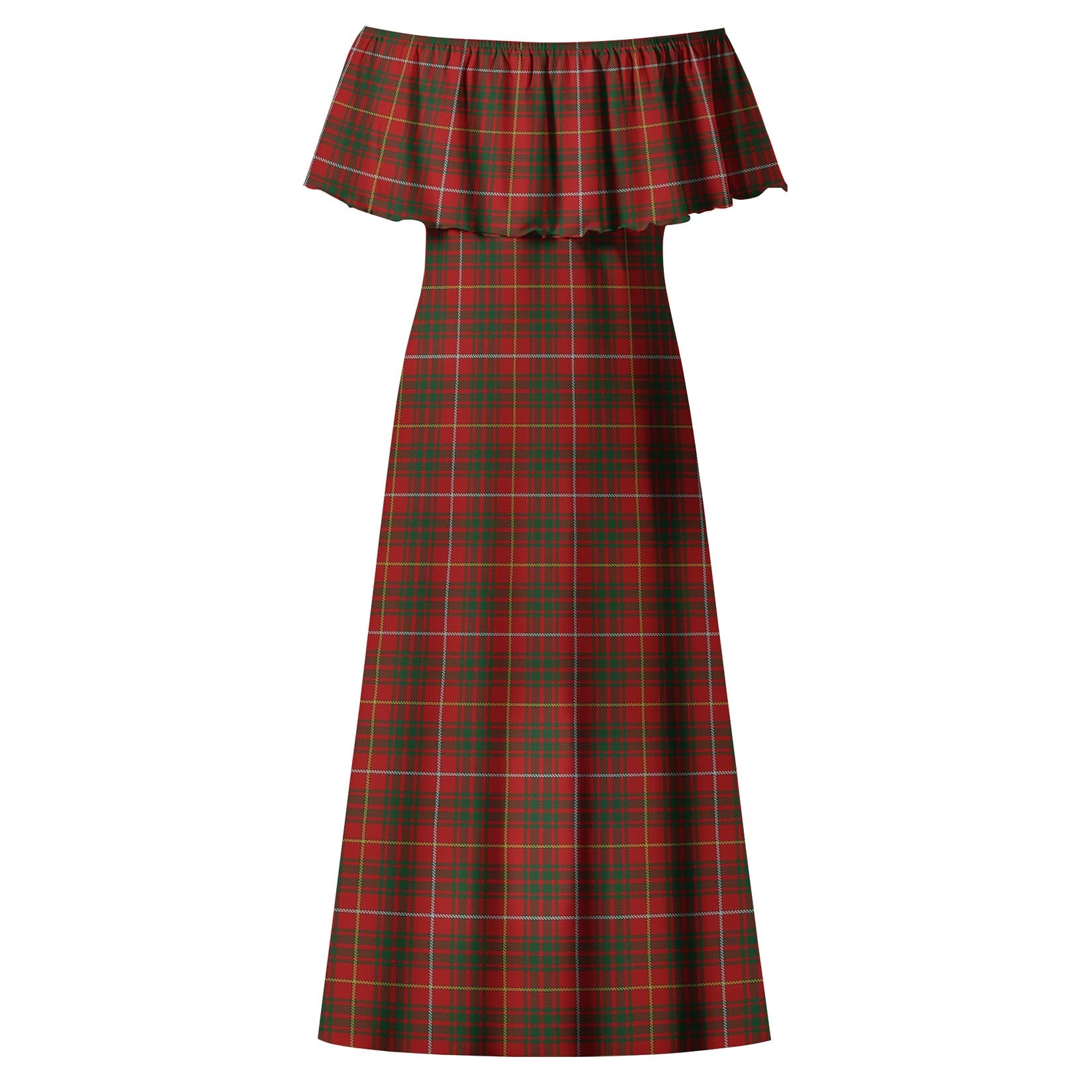 Bruce Tartan Off Shoulder Long Dress - Tartanvibesclothing