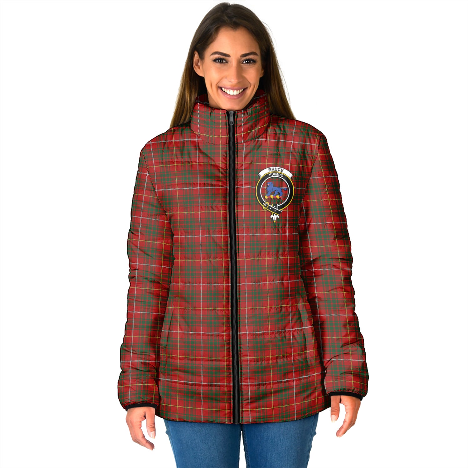 Bruce Tartan Padded Jacket with Family Crest - Tartan Vibes Clothing