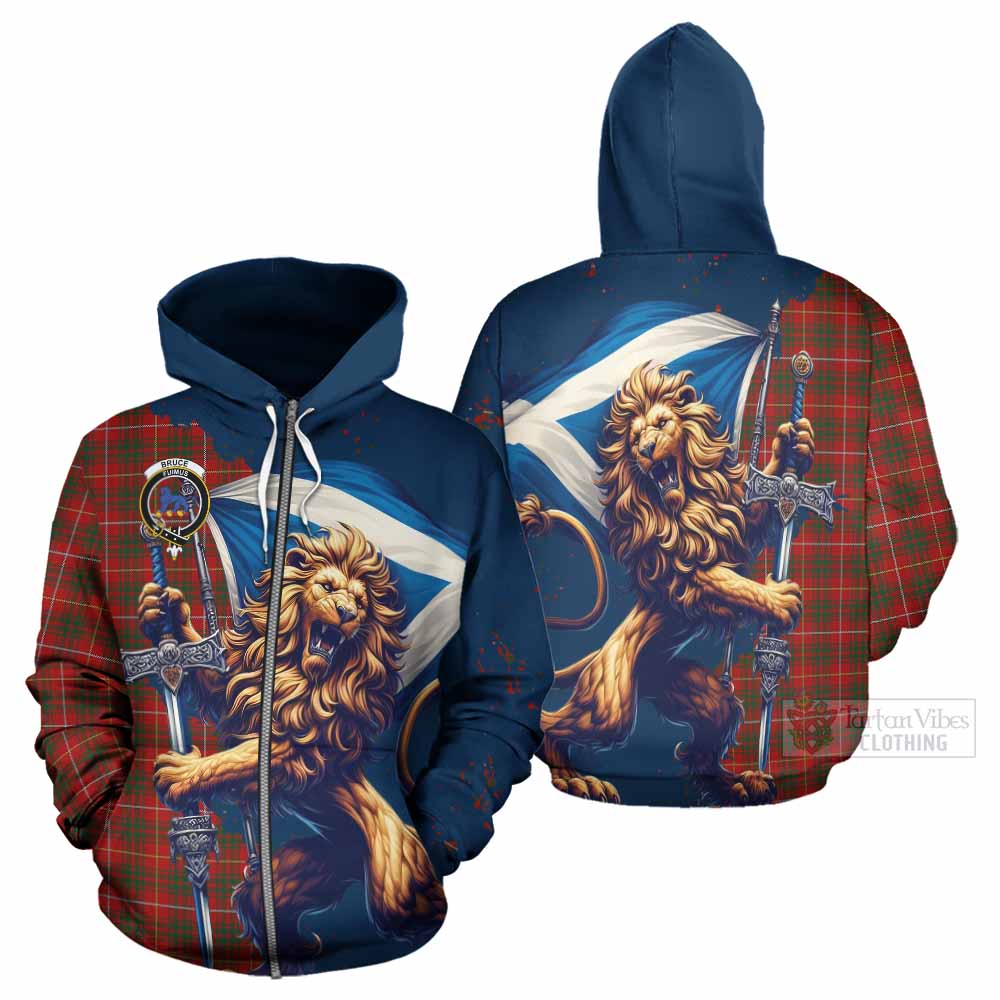 Tartan Vibes Clothing Bruce Tartan Family Crest Hoodie with Scottish Majestic Lion