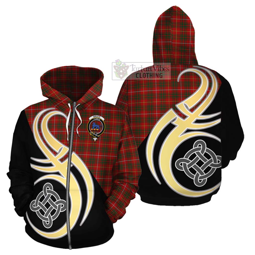 Tartan Vibes Clothing Bruce Tartan Cotton Hoodie with Family Crest and Celtic Symbol Style