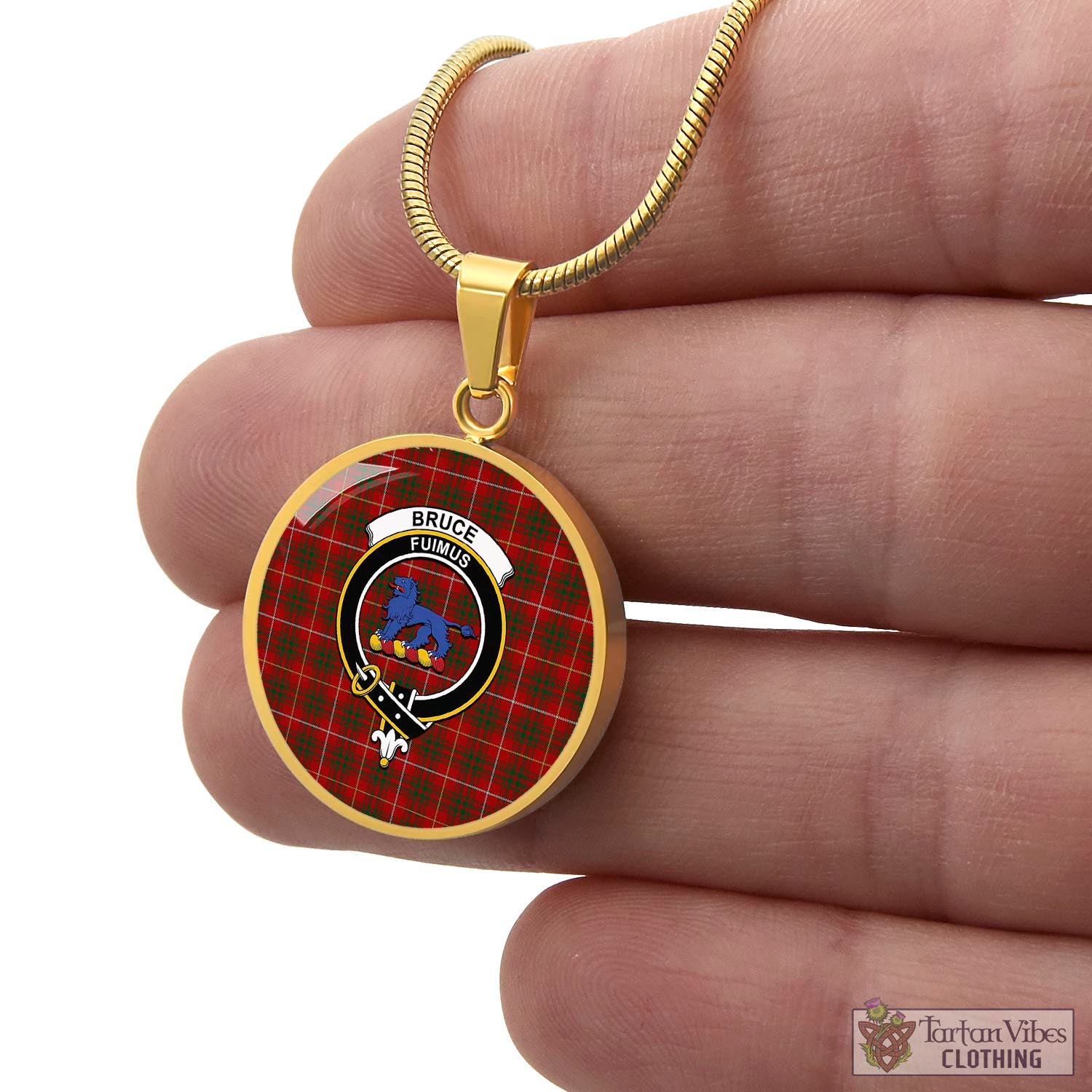 Tartan Vibes Clothing Bruce Tartan Circle Necklace with Family Crest