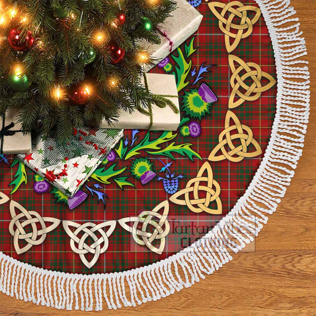 Tartan Vibes Clothing Bruce Tartan Christmas Tree Skirt with Thistle Celtic Knot Style