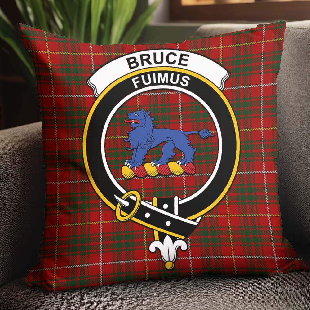 Bruce Tartan Pillow Cover with Family Crest - Tartanvibesclothing