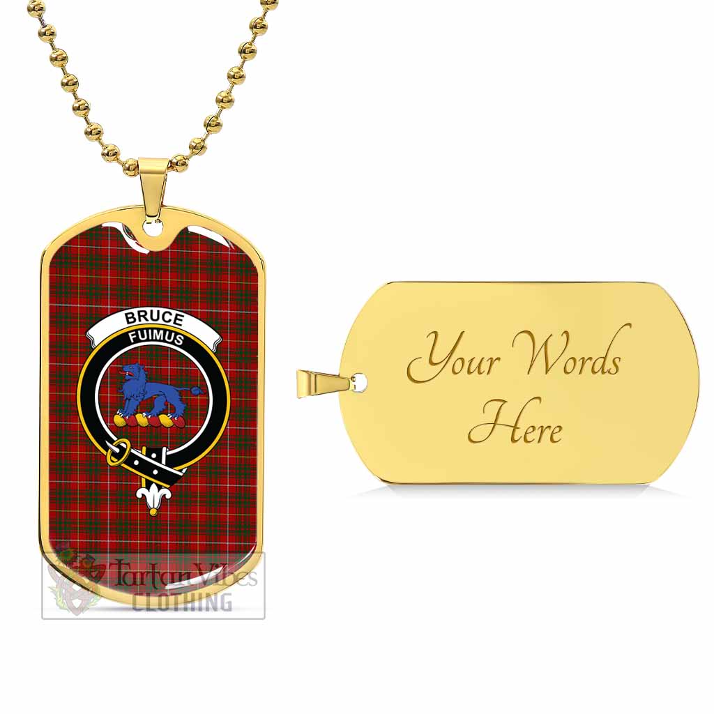 Tartan Vibes Clothing Bruce Tartan Dog Tag Necklace with Family Crest