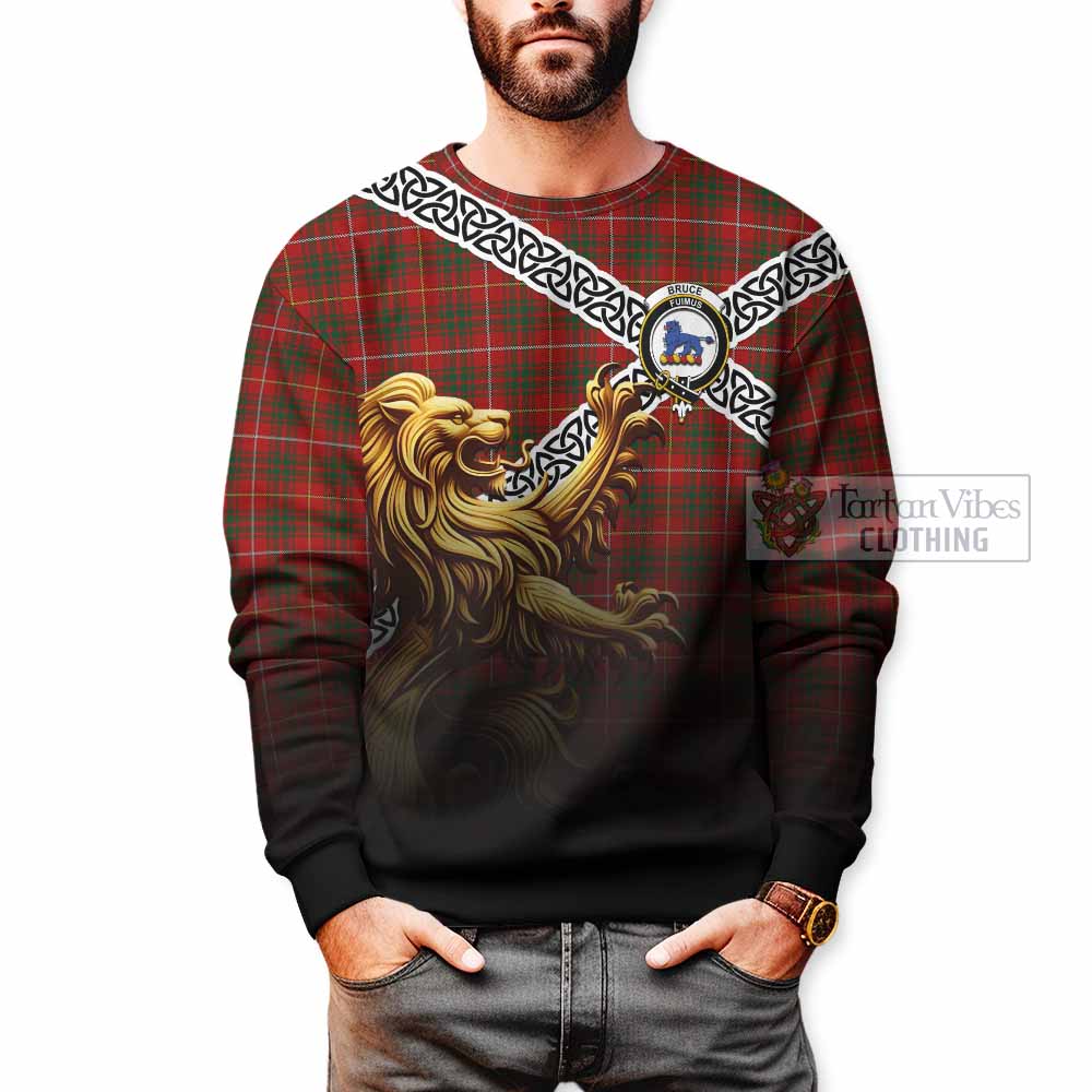 Bruce Crest Tartan Sweatshirt with Golden Lion Emblem Celtic Style - Tartan Vibes Clothing