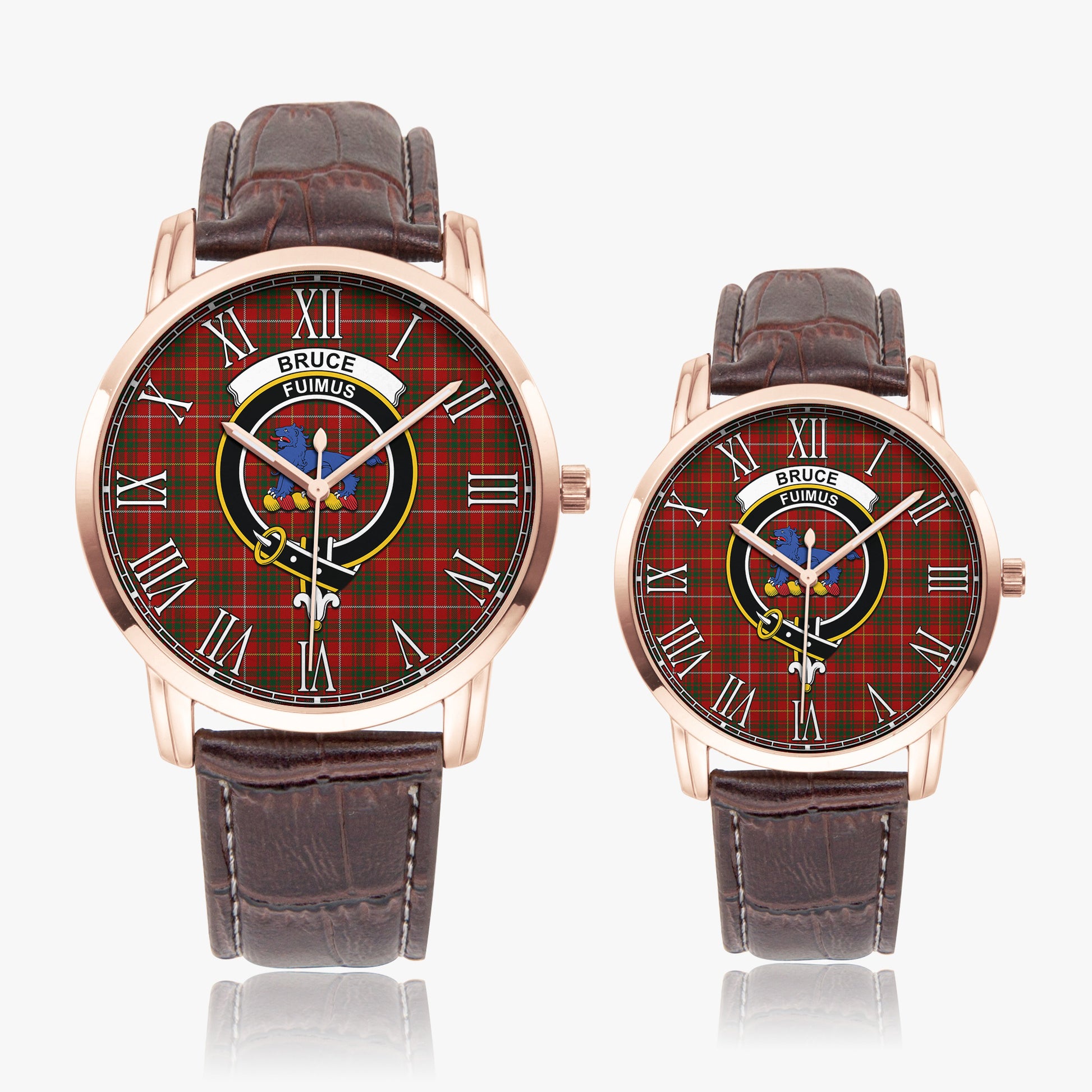 Bruce Tartan Family Crest Leather Strap Quartz Watch - Tartanvibesclothing