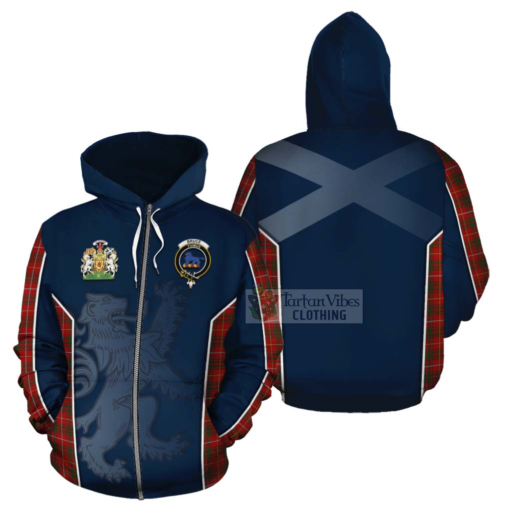 Tartan Vibes Clothing Bruce Tartan Cotton Hoodie with Family Crest and Lion Rampant Vibes Sport Style