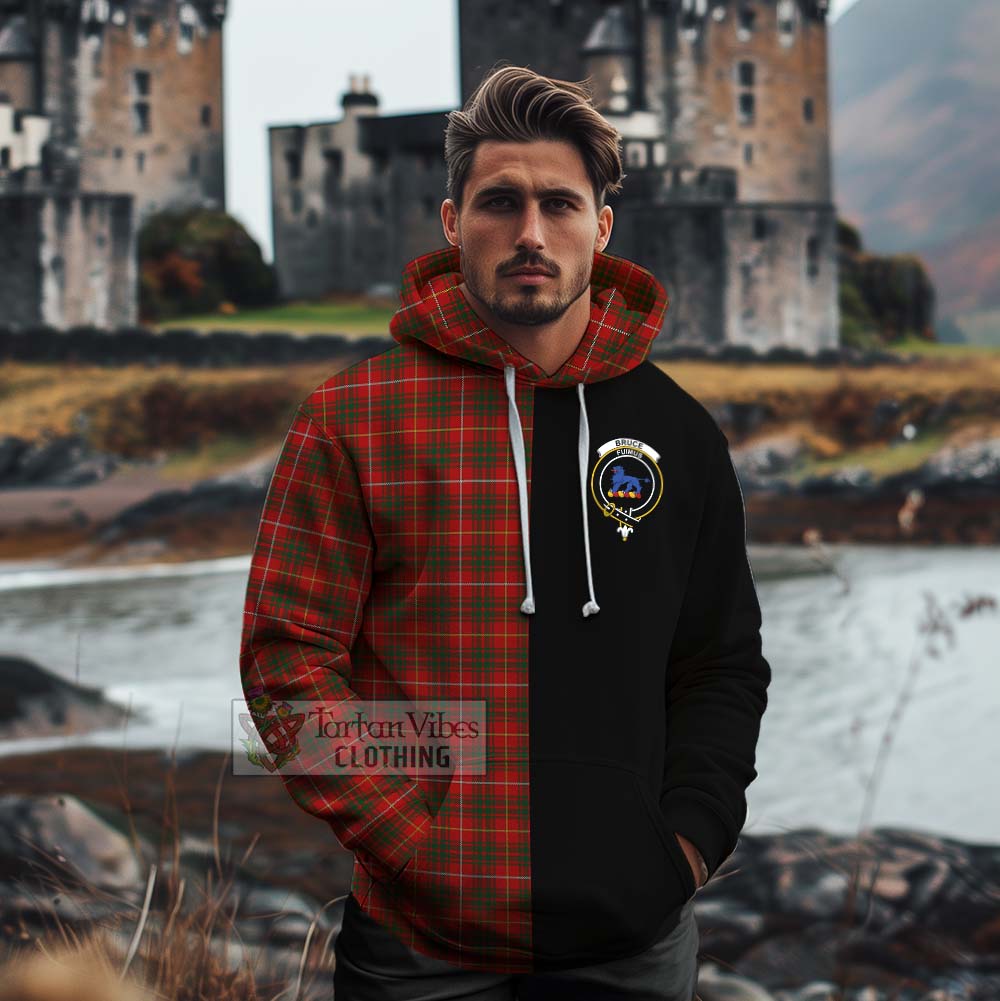 Tartan Vibes Clothing Bruce Tartan Cotton Hoodie with Family Crest and Half Of Me Style