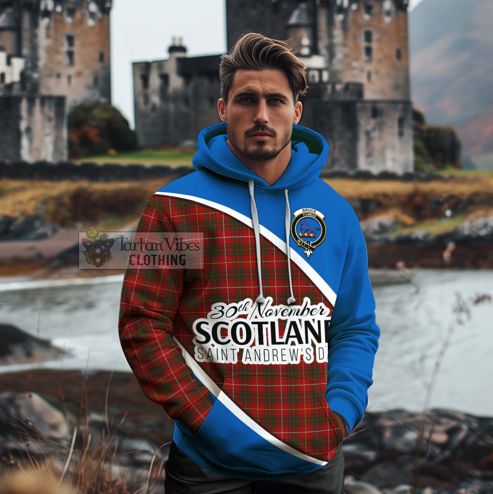 Tartan Vibes Clothing Bruce Family Crest Tartan Cotton Hoodie Celebrate Saint Andrew's Day in Style