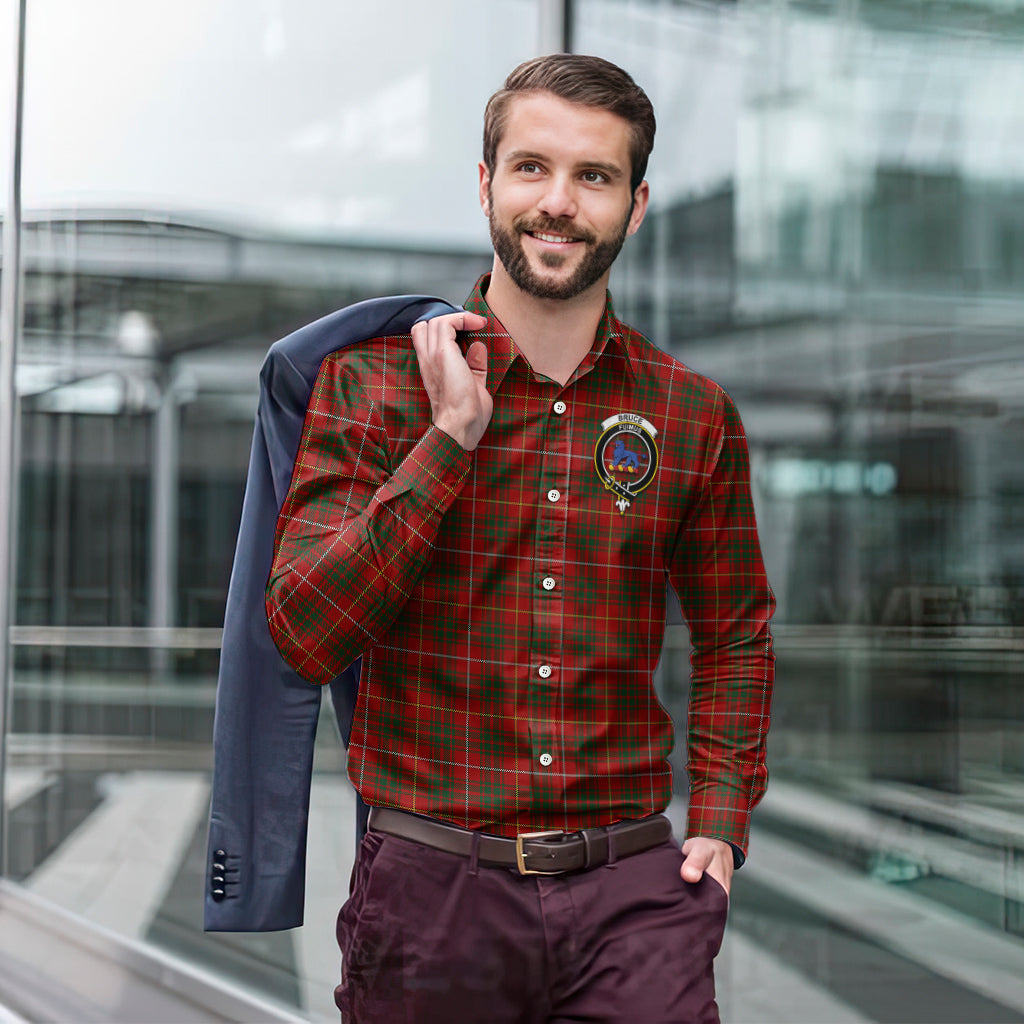 Bruce Tartan Long Sleeve Button Up Shirt with Family Crest - Tartanvibesclothing