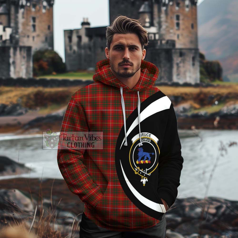 Tartan Vibes Clothing Bruce Tartan Cotton Hoodie with Family Crest Circle Style