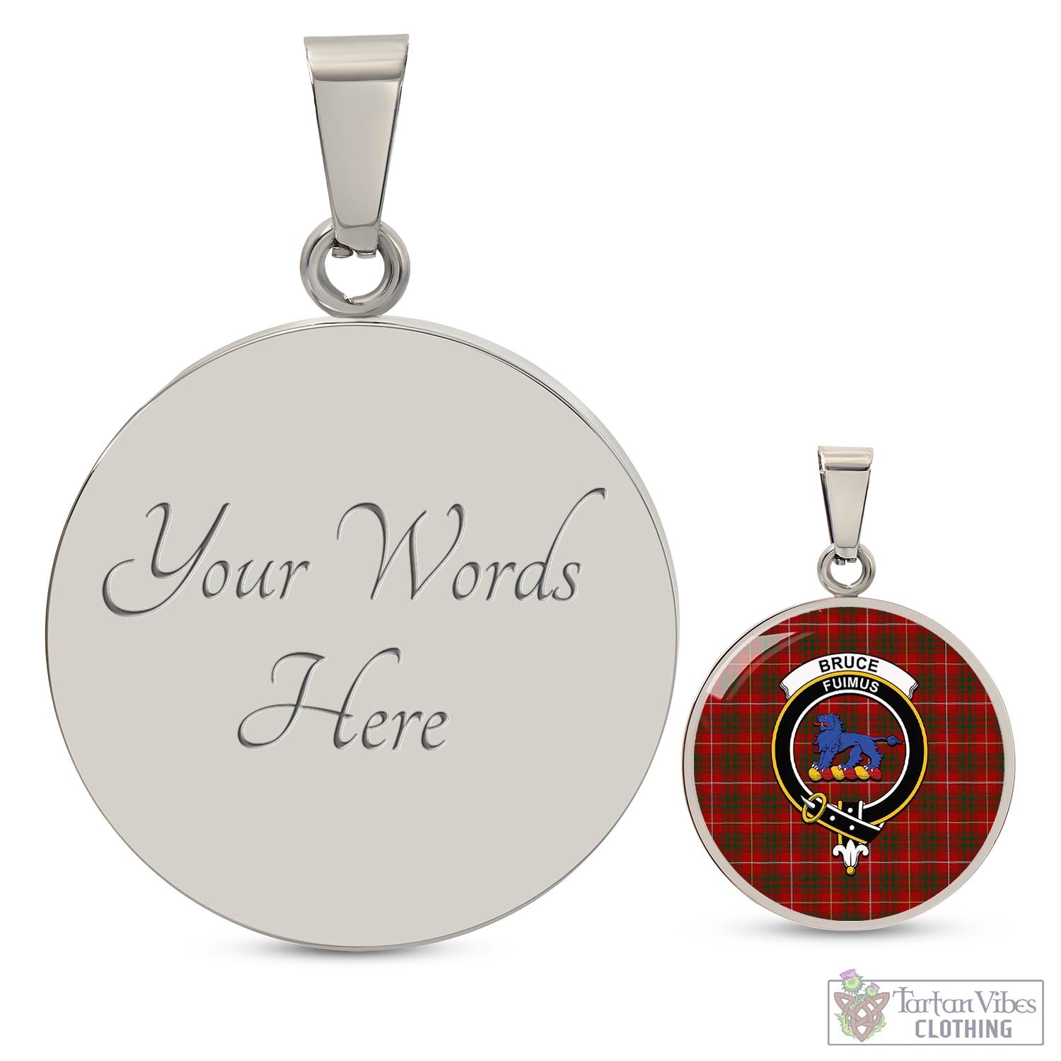 Tartan Vibes Clothing Bruce Tartan Circle Necklace with Family Crest