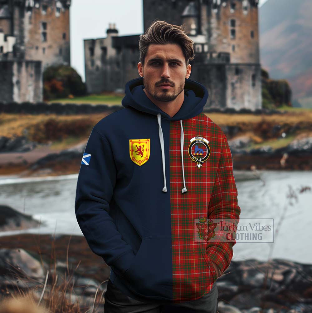 Tartan Vibes Clothing Bruce Tartan Cotton Hoodie Alba with Scottish Lion Royal Arm Half Style