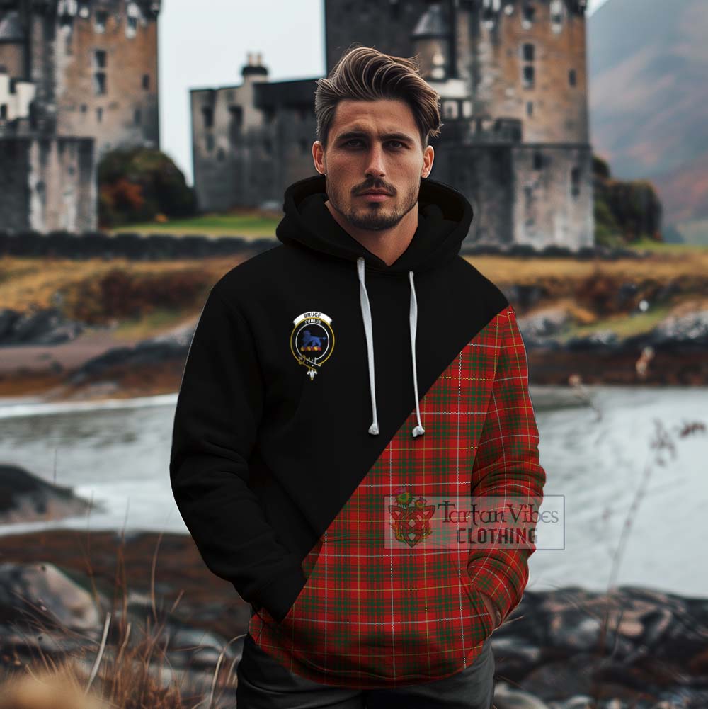 Tartan Vibes Clothing Bruce Tartan Cotton Hoodie with Family Crest and Military Logo Style