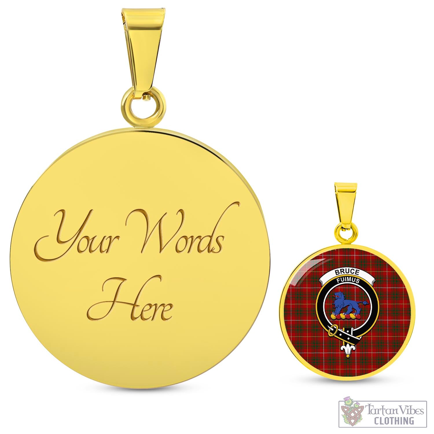 Tartan Vibes Clothing Bruce Tartan Circle Necklace with Family Crest