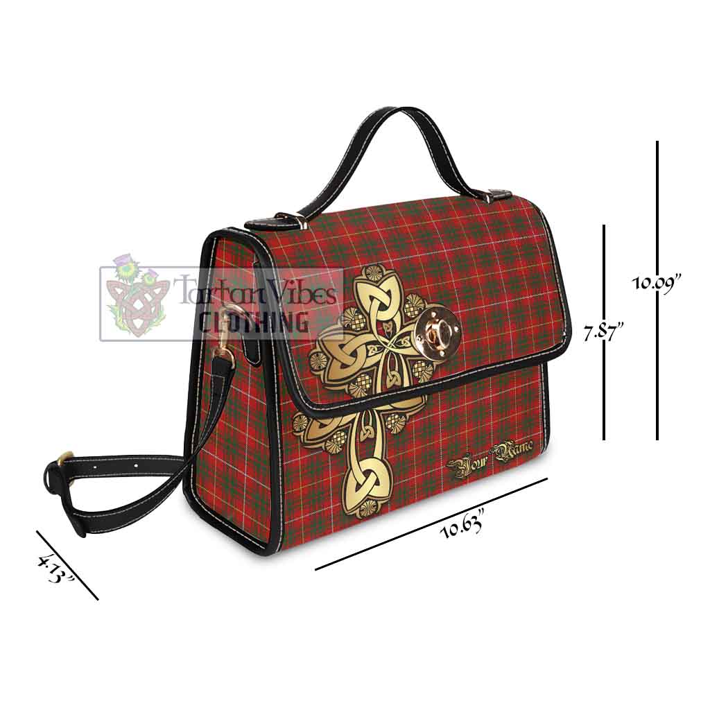 Tartan Vibes Clothing Bruce Tartan Waterproof Canvas Bag Golden Thistle Celtic Cross Style