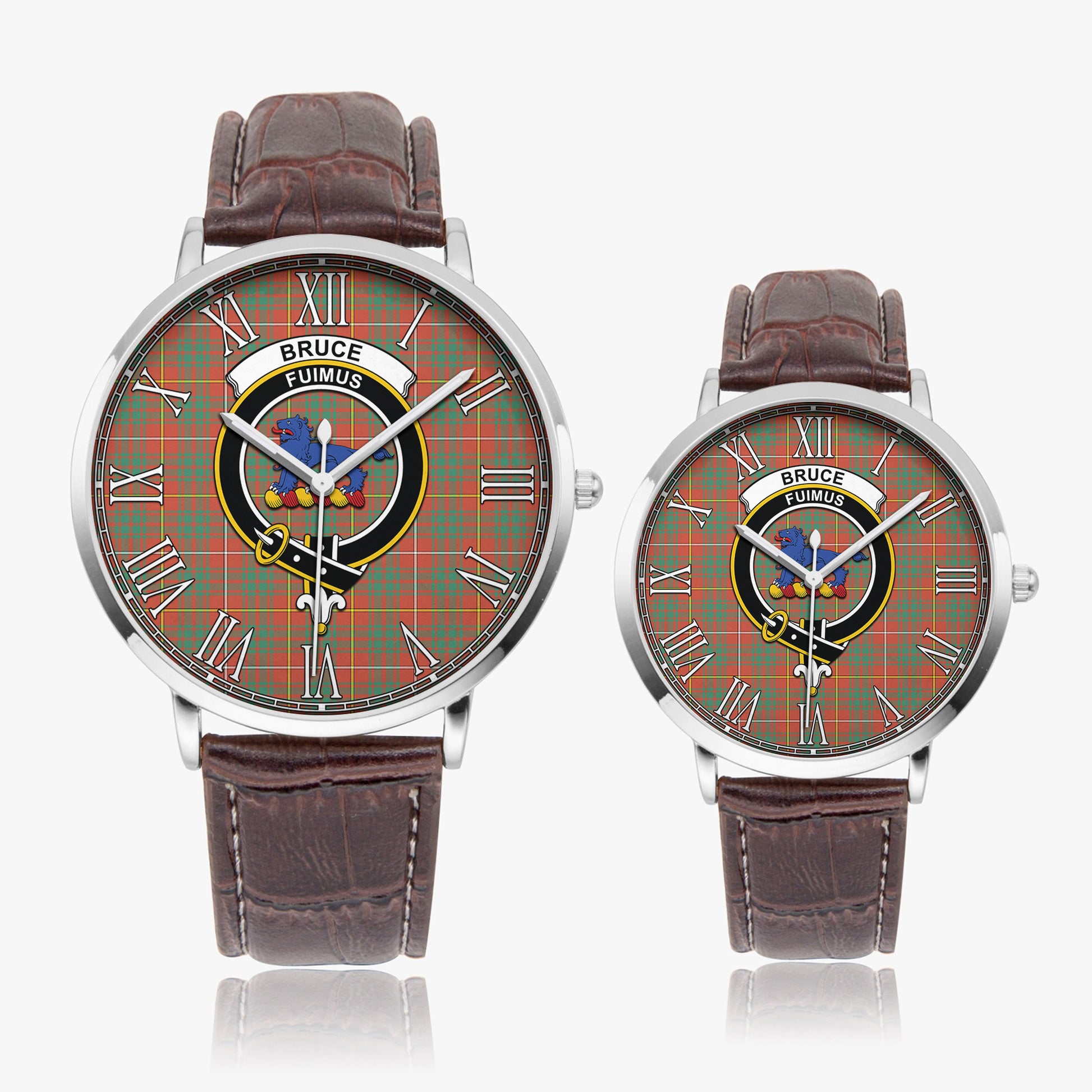 Bruce Ancient Tartan Family Crest Leather Strap Quartz Watch - Tartanvibesclothing