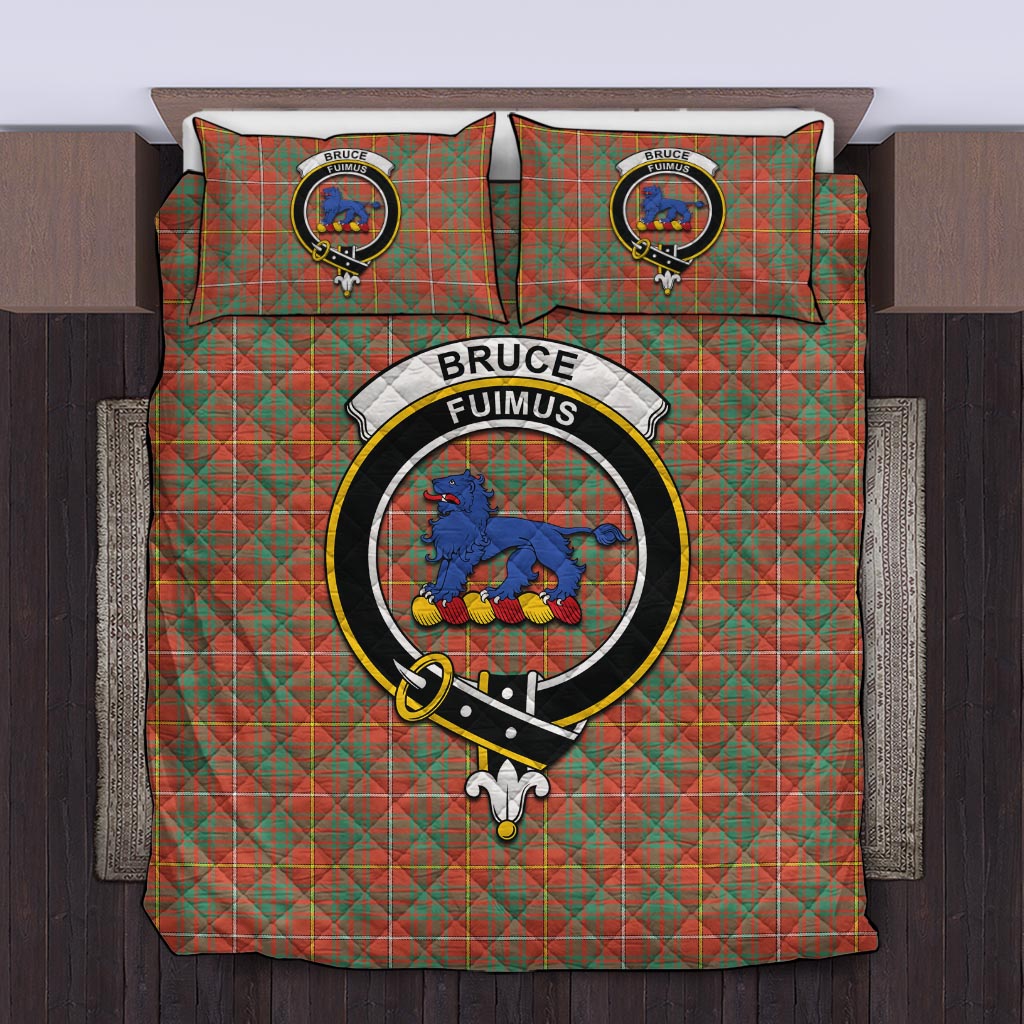 Bruce Ancient Tartan Quilt Bed Set with Family Crest Twin - Tartan Vibes Clothing