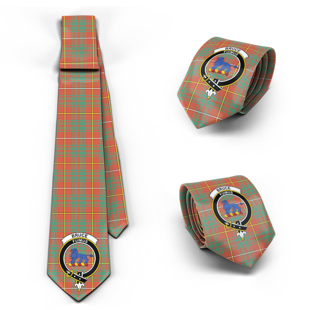 Bruce Ancient Tartan Classic Necktie with Family Crest Necktie One Size - Tartan Vibes Clothing