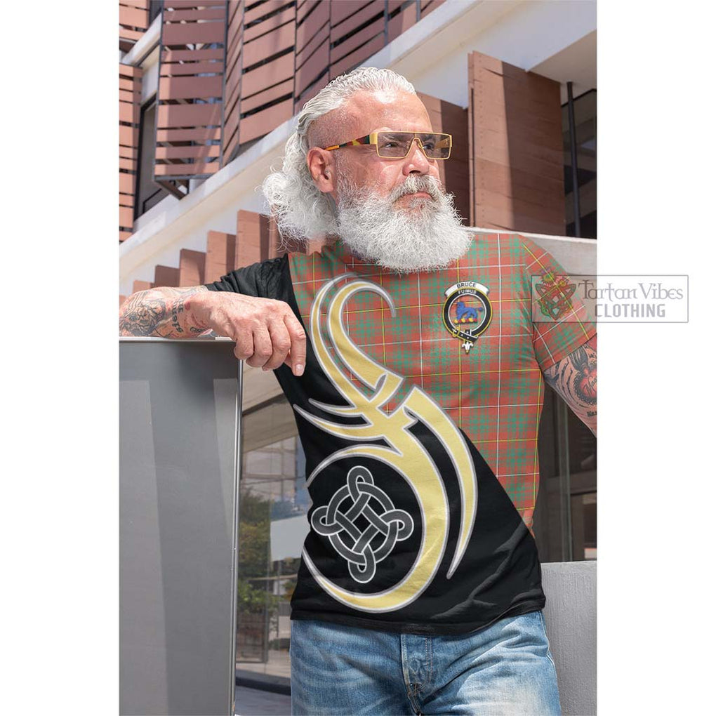 Tartan Vibes Clothing Bruce Ancient Tartan Cotton T-shirt with Family Crest and Celtic Symbol Style