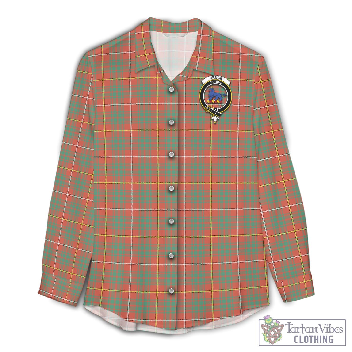 Tartan Vibes Clothing Bruce Ancient Tartan Womens Casual Shirt with Family Crest