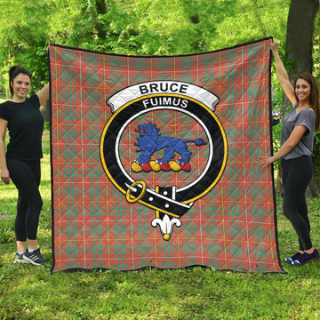 Bruce Ancient Tartan Quilt with Family Crest