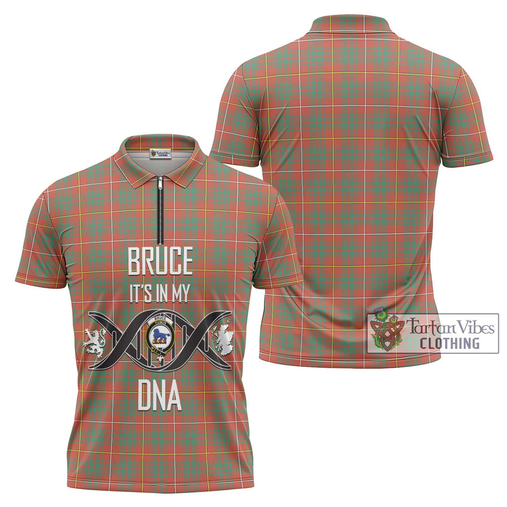 Bruce Ancient Tartan Zipper Polo Shirt with Family Crest DNA In Me Style Unisex - Tartanvibesclothing Shop