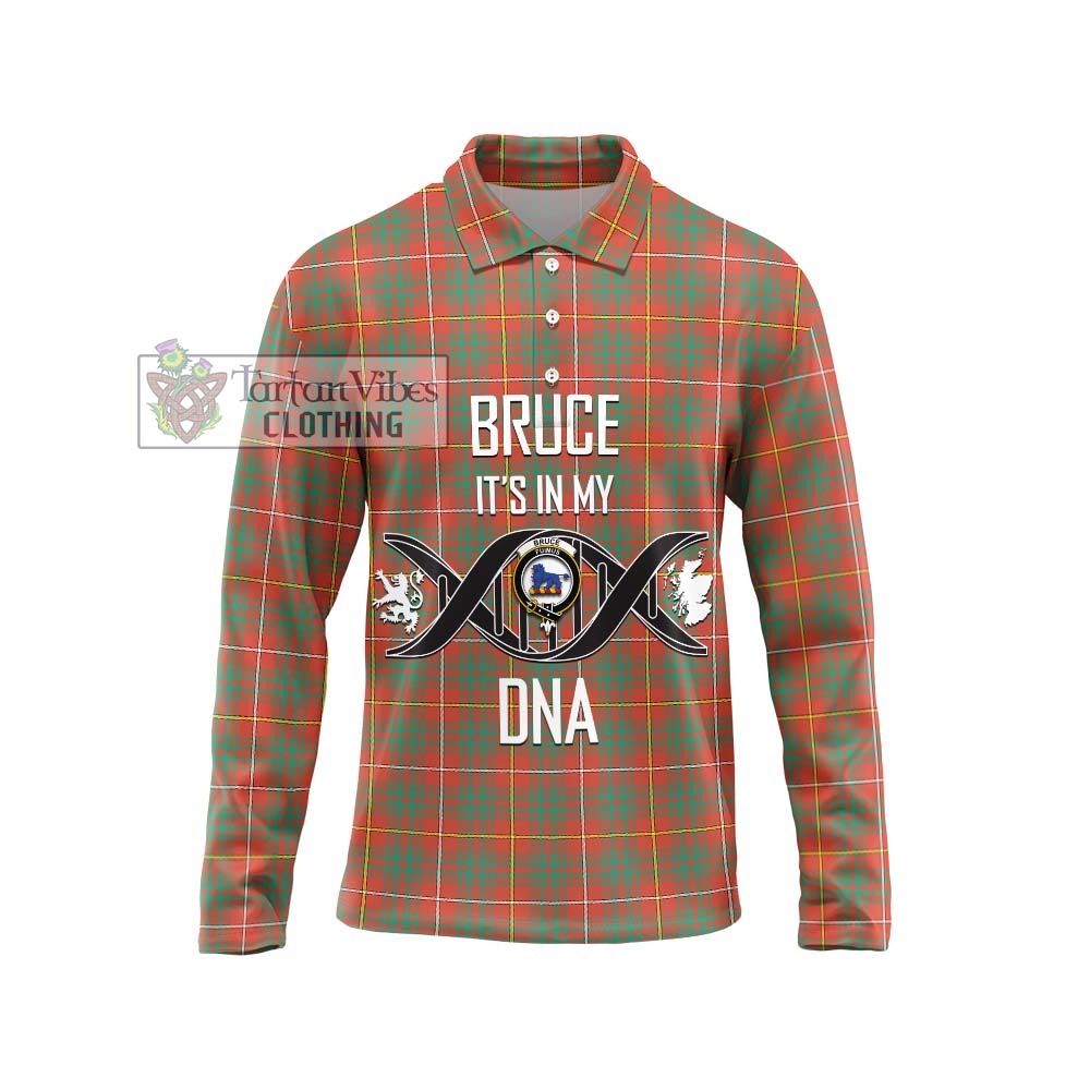 Bruce Ancient Tartan Long Sleeve Polo Shirt with Family Crest DNA In Me Style Unisex - Tartanvibesclothing Shop